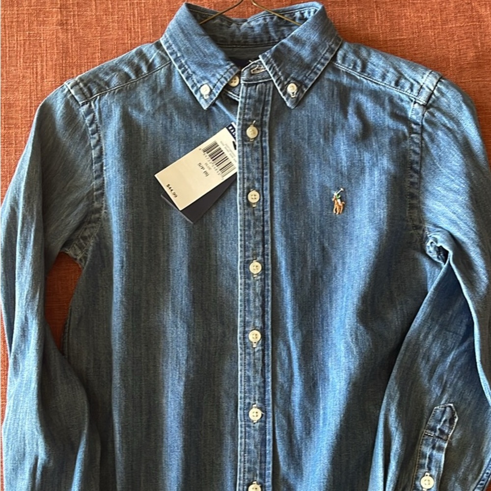 Ralph Lauren Men's Denim Blue Button-Down Shirt
